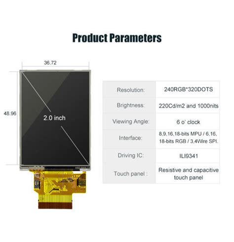 China Kingtech Vertical Spi Color Lcd X Rgb Touch Panel Lcd