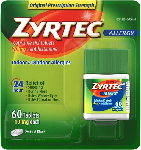 Zyrtec Tabletas De Alivio De Alergia De 24 Horas 10 Mg De