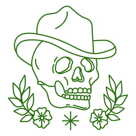 Cowboy Skull With Hat Old School Tattoo PNG & SVG Design For T-Shirts