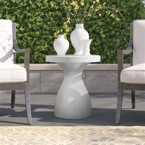 Gray And White Mgo Elegant Outdoor Round Side Table Round Side Table