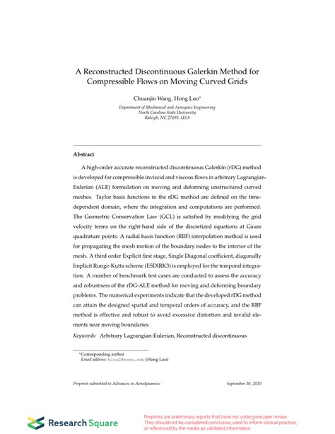 Pdf A Reconstructed Discontinuous Galerkin Method For Compressible Flows On Moving Curved Grids