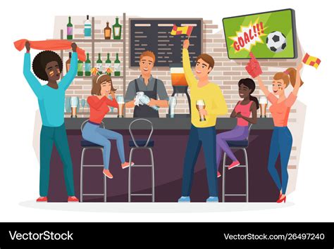 People Drinking Beer In Bar Flat Royalty Free Vector Image