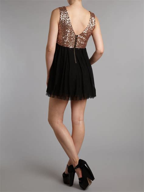 Tfnc London Sequin Top Prom Dress In Black Lyst