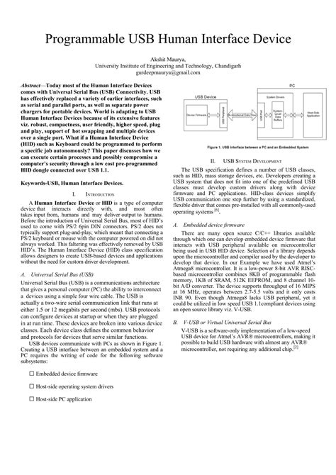 Pdf Programmable Usb Human Interface Device