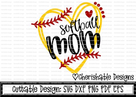 Softball Svg Softball Mom Svg Softball Cutting File Heart Etsy Israel