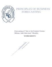 Hw Docx Principles Of Business Forecasting Forecasting Of St Ve St