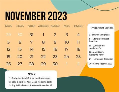 Free Simple November 2023 Calendar - EPS, Google Docs, Illustrator, JPG ...