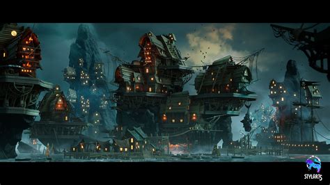 Stylized Pirate Port City Modular Pirate Port City In