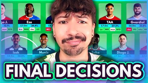 Final Fpl Decisions For Gw Team News Key Questions Dilemmas