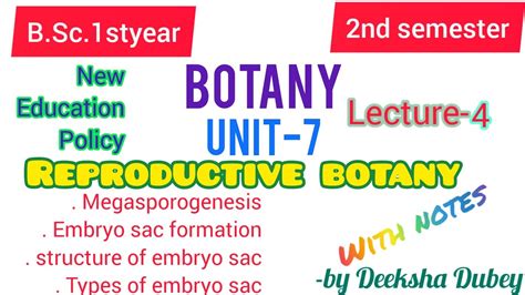 Megasporogenesis Types Of Embryo Sac And Structure Of Embryo Sac Bsc