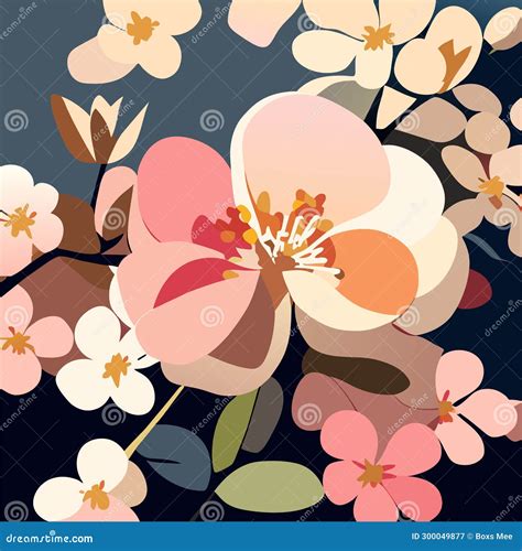 Abstract Floral Background With Hand Drawn Flowers Vector Illustration