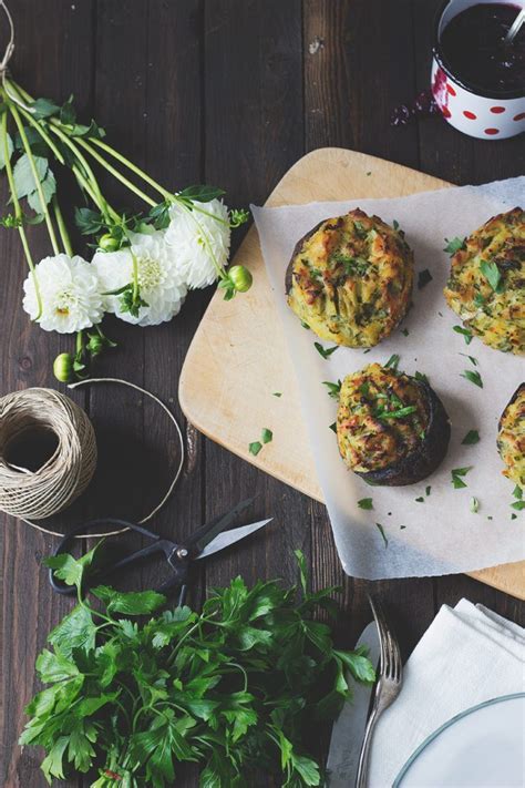 Veggie Grillen Gefüllte Portobello Pilze mit Blaubeerchutney