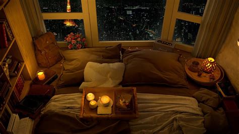 4K Cozy Bedroom Ambience With An Amazing View Of Tokyo City At Night