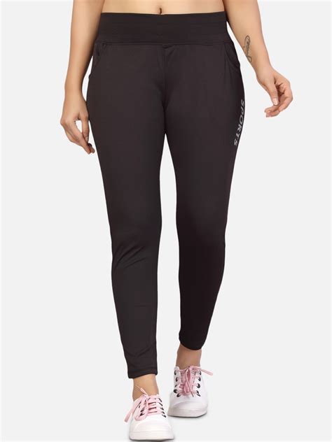 Buy Aarika Women Black Solid Training Track Pants With Rapid Dry