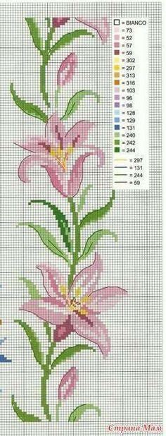 Kanaviçe Havlu Örnekleri Şemalı Mimuu Cross stitch flowers