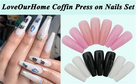 Amazon Loveourhome Pc Colored Long Coffin Press On Nails Full