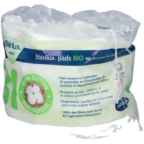 Hartmann Stérilux Pads Rectangle de coton hydrophile bio 180 pc s