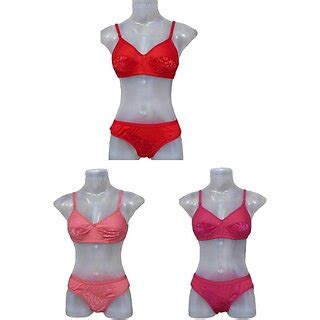 Buy SUPERMOOD Bra Panty Set Self Design Multicolor Lingerie Set