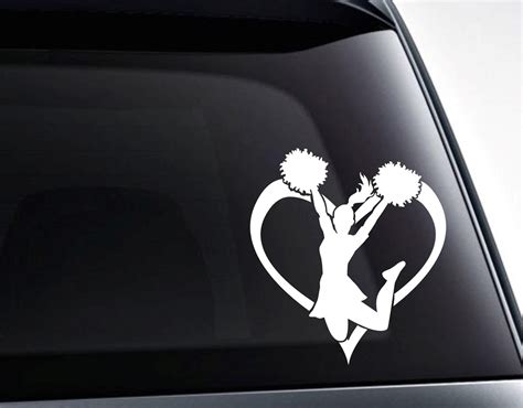 Love Cheerleading Heart Vinyl Decal Sticker