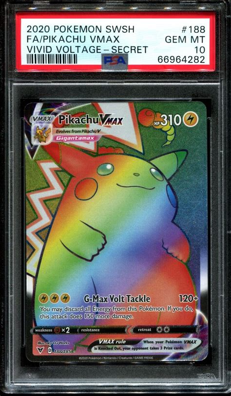 Pokemon Psa Gem Mint Pikachu Vmax Vivid Voltage Full Art Rainbow