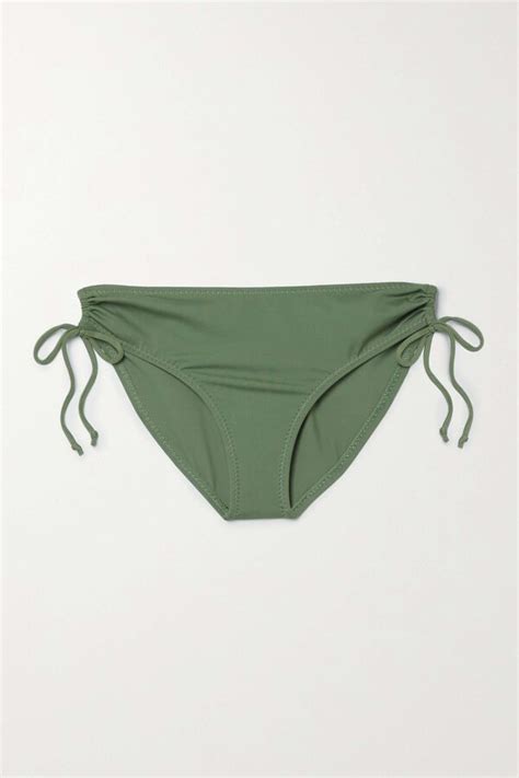 Norma Kamali Green Jason Ruched Bikini Briefs Editorialist