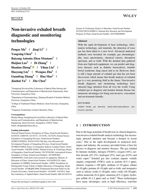 Noninvasive Exhaled Breath Diagnostic And Monitoring Technologies