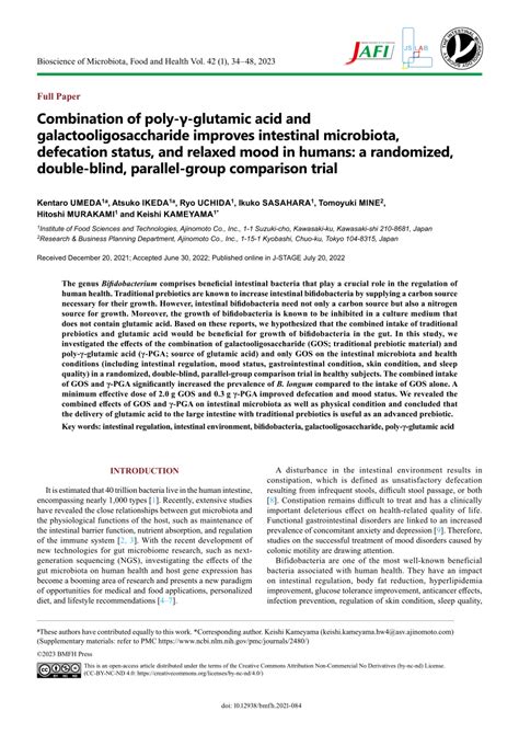 PDF Combination of poly γ glutamic acid and galactooligosaccharide