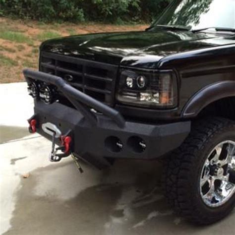 Iron Bull Bumpers® Ford Bronco 1992 Full Width Black Front Winch Hd Bumper With Sniper 4 Guard