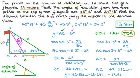 Question Video Using Right Triangle Trigonometry To Solve Word