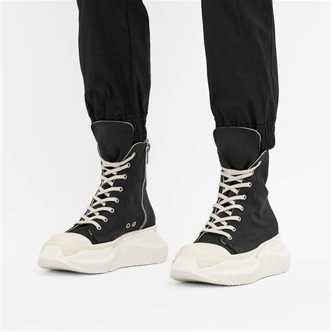 Rick Owens DRKSHDW Cotton Nylon Abstract HI Sneaker Black Milk END