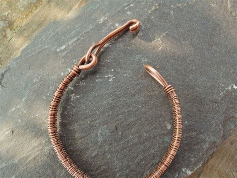 Simple Copper Bangle Mens Or Womens Wire Weave Bracelet Etsy