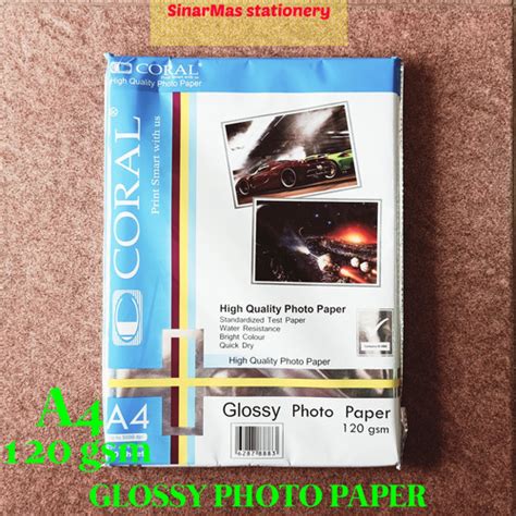 Jual Kertas Glossy Photo Paper Gsm Coral Cetak Print Foto A