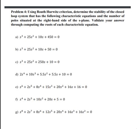 Solved Problem 4 Using Routh Hurwitz Criterion Determine