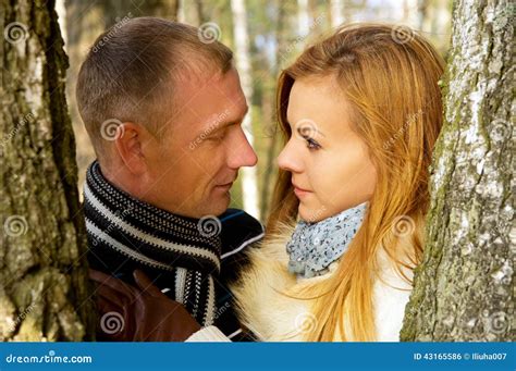 Beautiful Couple In Love In The Forest Stock Photo Image Of Meeting