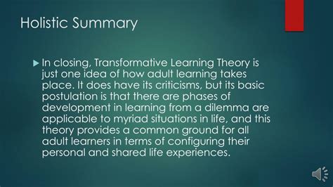 PPT Jack Mezirows Stages Of Transformative Learning PowerPoint