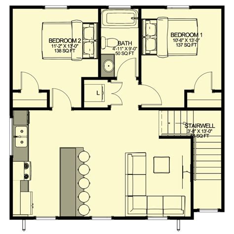 L Shaped 2 Bedroom House Plans With Garage