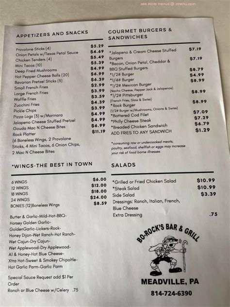 Online Menu Of Borocks Bar And Grille Restaurant Meadville Pennsylvania 16335 Zmenu