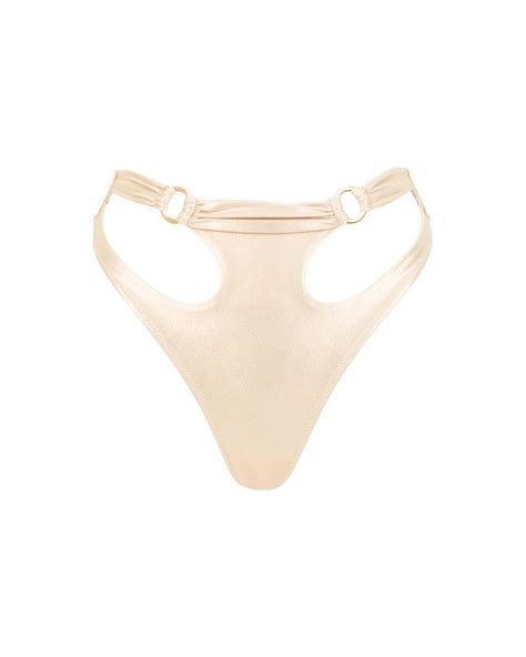 Nude U Cut Out Thong High Rise Bikini Bottom XS Vivien Vance