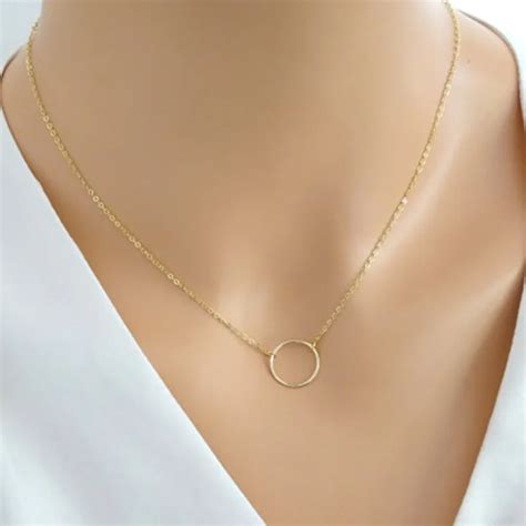 Women S Fashion Minimalist Simple Circle Pendants Chains Necklace Nd