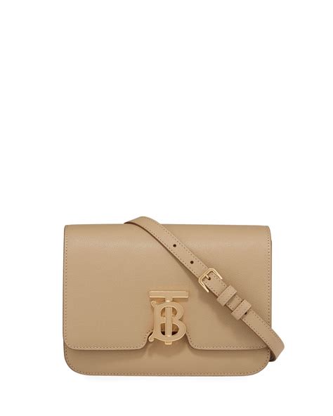 Burberry Small Tb Monogram Grainy Leather Shoulder Bag Beige Monogram