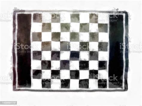 Black And White Checkerboard On A White Background Watercolor Style ...