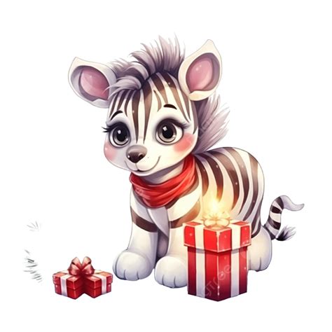 Cute Zebra With Christmas T Cute Christmas Cartoon Illustration Cartoon Cartoon Design