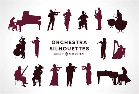 Descarga Vector De Conjunto De Siluetas De Orquesta