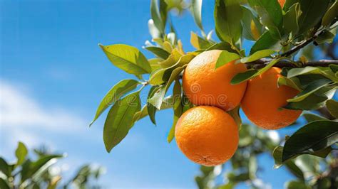 Rama De Las Naranjas Con Hojas Verdes En El árbol Imagen de archivo