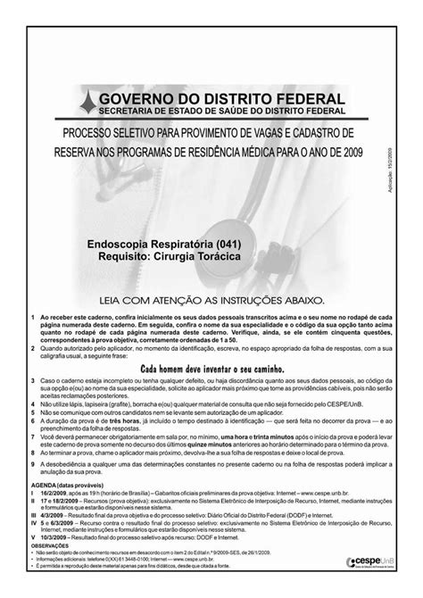 PDF Use A Folha De Respostas PROVA OBJETIVA CESPE UnB Nas