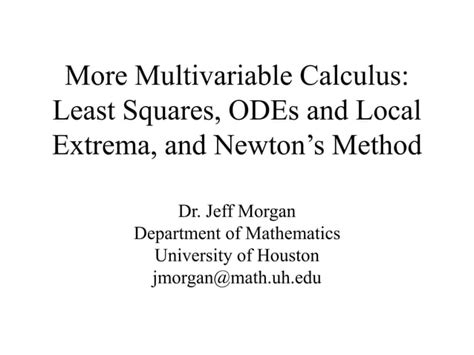 Applications Of Multivariable Calculus Ppt