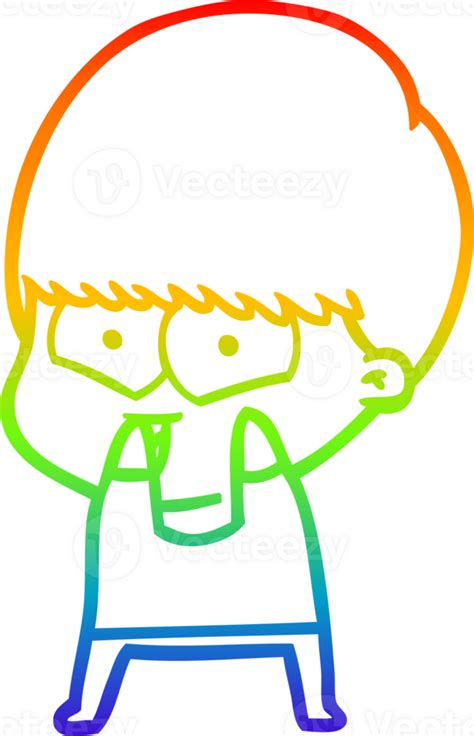 Rainbow Gradient Line Drawing Cartoon Happy Boy 39913095 Png