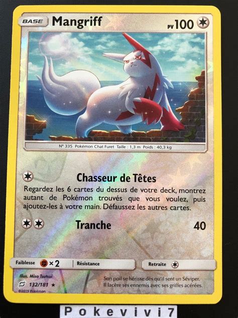 Carte Pokemon MANGRIFF 132 181 Holo REVERSE Soleil Et Lune 9 SL9 FR