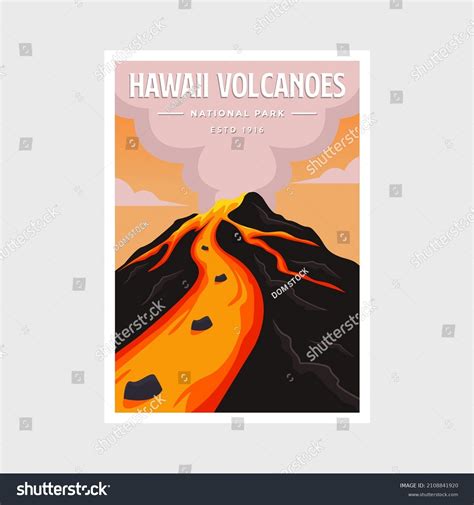 Hawaii Volcanoes National Park Poster Vector Stock Vector Royalty Free