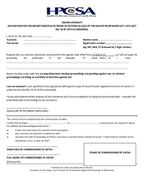 Fillable Online Hpcsa Certificate Of Good Standing Fill Online